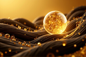 Hair Serum with Vitamin T: 3D Illustration for Smooth and Shiny Hair