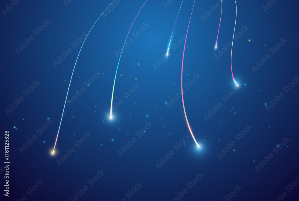 Aufkleber Vector abstract light lines wavy flowing dynamic in blue colors isolated on black background for concept of AI technology,