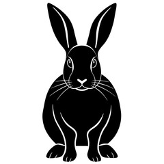 Rabbit black silhouette vector, Simple silhouette Design vector icon with white background