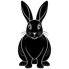 Rabbit black silhouette vector, Simple silhouette Design vector icon with white background