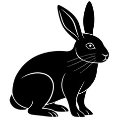 Rabbit black silhouette vector, Simple silhouette Design vector icon with white background