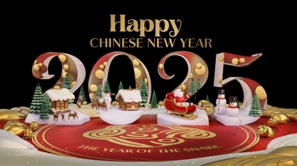 "Happy Chinese New Year 2025: Festive Snow Globe Celebration"