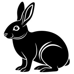 Rabbit black silhouette vector, Simple silhouette Design vector icon with white background