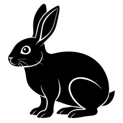 Rabbit black silhouette vector, Simple silhouette Design vector icon with white background