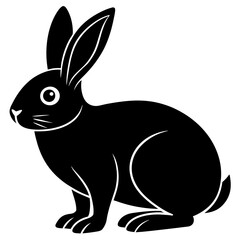 Rabbit black silhouette vector, Simple silhouette Design vector icon with white background