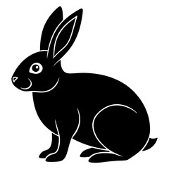 Rabbit black silhouette vector, Simple silhouette Design vector icon with white background