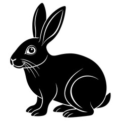 Rabbit black silhouette vector, Simple silhouette Design vector icon with white background