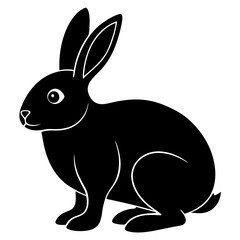 Rabbit black silhouette vector, Simple silhouette Design vector icon with white background