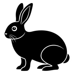 Rabbit black silhouette vector, Simple silhouette Design vector icon with white background