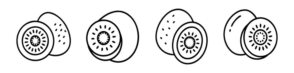 kiwi icon, fruits line art, fruits icon - simple black line art icon of kiwi perfect for logos, and fruits-themed designs.