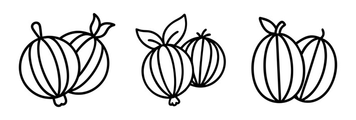 gooseberry icon, fruits line art, fruits icon - simple black line art icon of gooseberry perfect for logos, and fruits-themed designs.