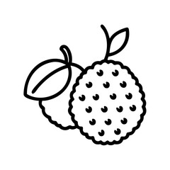 lychee icon, fruits line art, fruits icon - simple black line art icon of lychee perfect for logos, and fruits-themed designs.