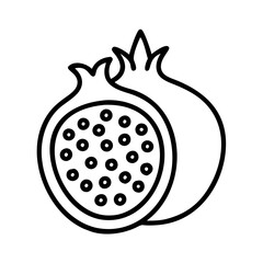 pomegranate icon, fruits line art, fruits icon - simple black line art icon of pomegranate perfect for logos, and fruits-themed designs.