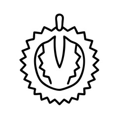 durian icon, fruits line art, fruits icon - simple black line art icon of durian perfect for logos, and fruits-themed designs.