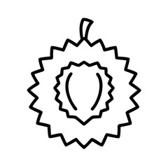 durian icon, fruits line art, fruits icon - simple black line art icon of durian perfect for logos, and fruits-themed designs.