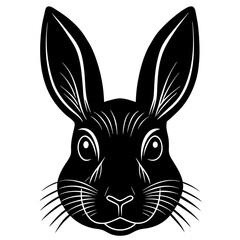Rabbit head black silhouette vector, Simple silhouette Design vector icon with white background