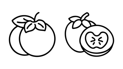 fuyu persimmon icon, fruits line art, fruits icon - simple black line art icon of fuyu persimmon perfect for logos, and fruits-themed designs.