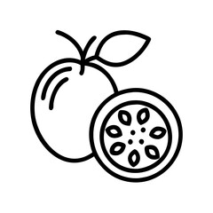 passion icon, fruits line art, fruits icon - simple black line art icon of passion perfect for logos, and fruits-themed designs.