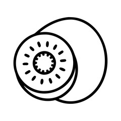 kiwi icon, fruits line art, fruits icon - simple black line art icon of kiwi perfect for logos, and fruits-themed designs.