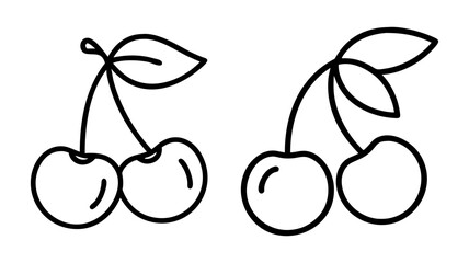 cherry icon, fruits line art, fruits icon - simple black line art icon of cherry perfect for logos, and fruits-themed designs.