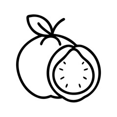 white sapote icon, fruits line art, fruits icon - simple black line art icon of white sapote perfect for logos, and fruits-themed designs.