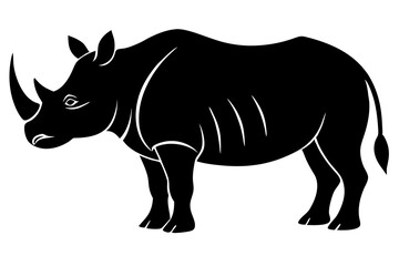 rhinoceros black silhouette vector, Simple silhouette Design vector icon with white background