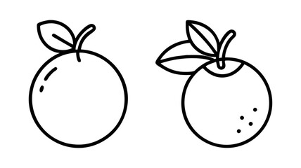 orange icon, fruits line art, fruits icon - simple black line art icon of orange perfect for logos, and fruits-themed designs.
