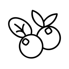 cranberry icon, fruits line art, fruits icon - simple black line art icon of cranberry perfect for logos, and fruits-themed designs.