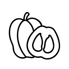 ackee icon, fruits line art, fruits icon - simple black line art icon of ackee perfect for logos, and fruits-themed designs.
