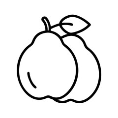 quince icon, fruits line art, fruits icon - simple black line art icon of quince perfect for logos, and fruits-themed designs.