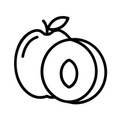 apricot icon, fruits line art, fruits icon - simple black line art icon of apricot perfect for logos, and fruits-themed designs.