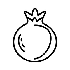 pomegranate icon, fruits line art, fruits icon - simple black line art icon of pomegranate perfect for logos, and fruits-themed designs.