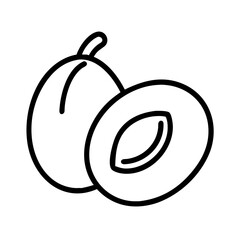 sapodilla icon, fruits line art, fruits icon - simple black line art icon of sapodilla perfect for logos, and fruits-themed designs.