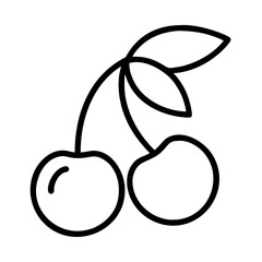 cherry icon, fruits line art, fruits icon - simple black line art icon of cherry perfect for logos, and fruits-themed designs.