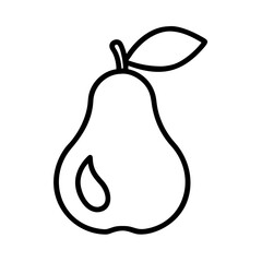 pear icon, fruits line art, fruits icon - simple black line art icon of pear perfect for logos, and fruits-themed designs.