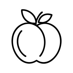 nectarine icon, fruits line art, fruits icon - simple black line art icon of nectarine perfect for logos, and fruits-themed designs.