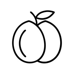 plum icon, fruits line art, fruits icon - simple black line art icon of plum perfect for logos, and fruits-themed designs.
