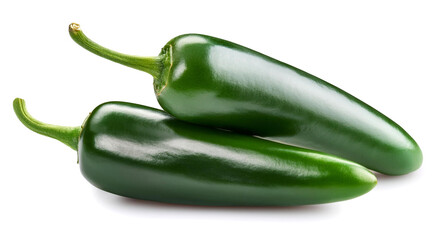 緑のハラペーニョの唐辛子（Green jalapeno peppers on white background）
