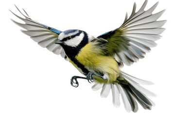 Flying Common Great Tit Isolated on the Transparent Background Png Ai Generative