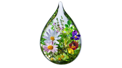 Fototapeta premium Flower in a drop of water transparent background