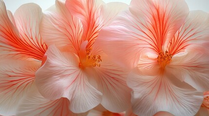 Obraz premium Delicate Beauty: Close-Up of Hibiscus Flowers with Soft Pink and Coral Hues