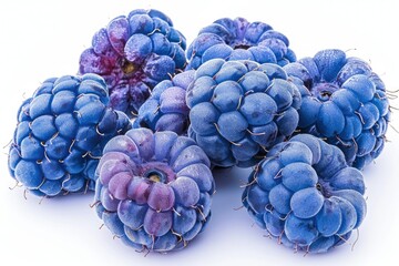 Clear Pixel Image of Fresh Ripe Blue Raspberry on White Background