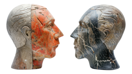 Artistry in contrast showcases duality of human expression transparent background