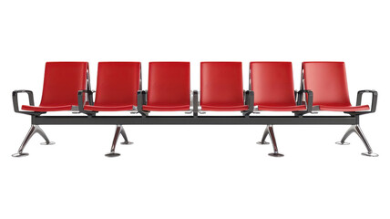 Modern red seating in an airport departure area promotes comfort transparent background