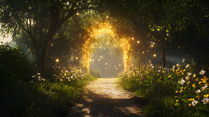 Obraz premium Journey of Aspiration: Effulgent Destination Beckoning with Promise and Achievement