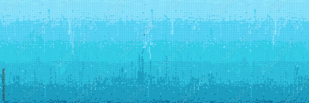 Poster pixel bitmap bg with dropping lines, sparkles and gradient texture in blue tones. background for ret