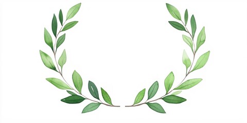 Elegant Watercolor Greenery Wreath Frame Natural Leaves Botanical Design Element