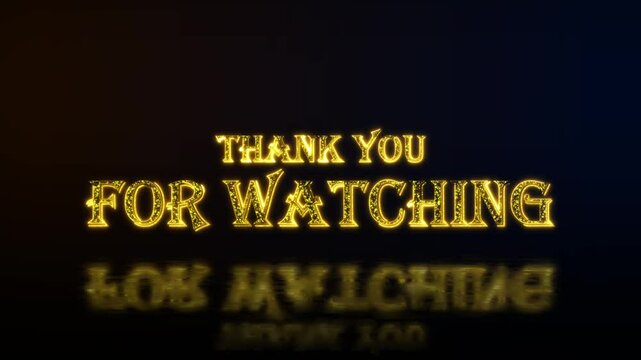 Thank you for watching greeting text with particles luxury animation, gold text animation with halftone backgound