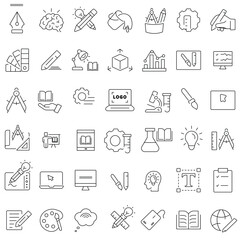  set of school and lesson icons on transparent background
