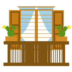 Aesthetic windows with wooden fence illustration